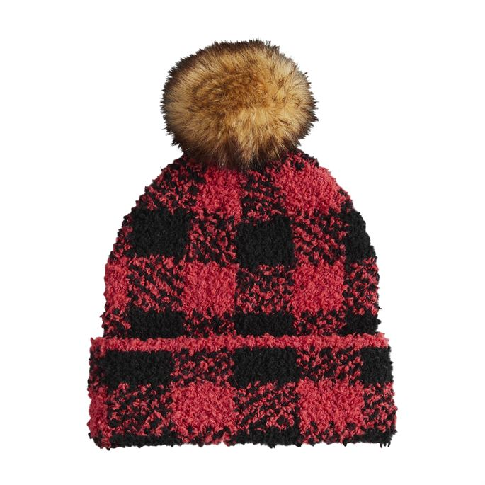 Chenille Red Buffalo Check Knit Hat - Select Size