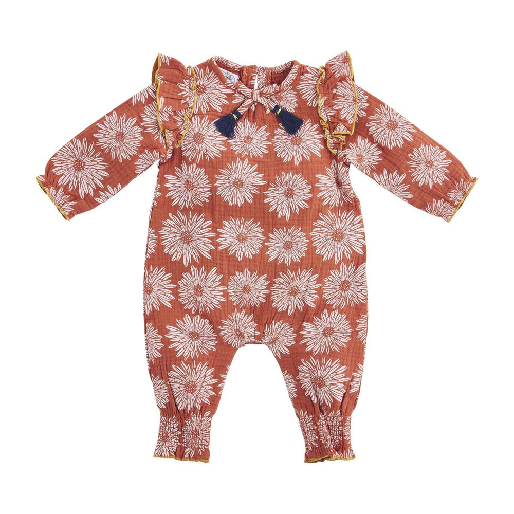 Rust Floral Ruffle One-Piece - Select Size