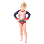 Noruk Pink Jungle & Stripe Two-Piece Rashguard Swimsuit  - Select Size