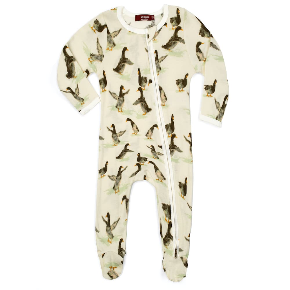 Duck Organic Cotton Zipper Footed Romper - Select Size