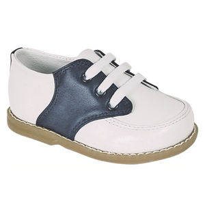 Connor Navy & White Leather Lace Up Saddle Oxfords - Select Size