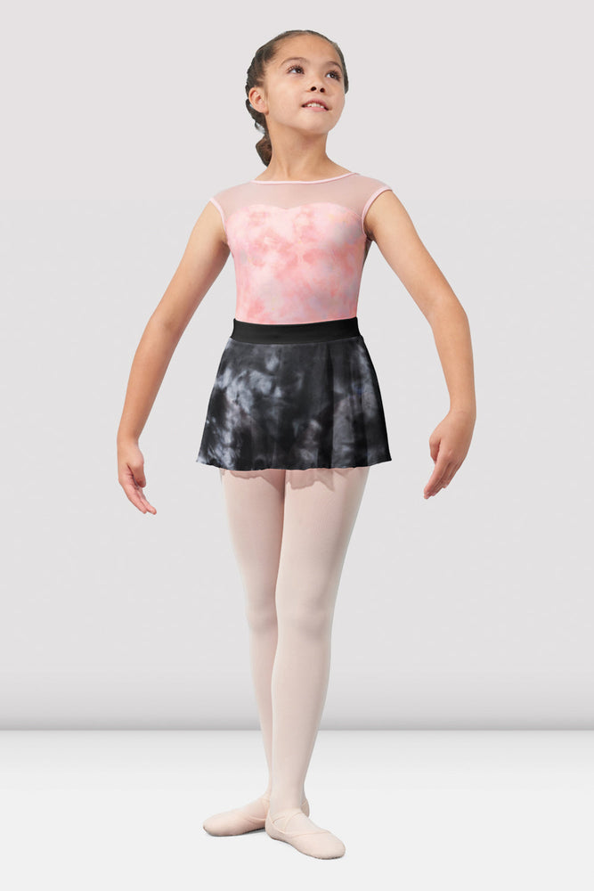MS1084C - Mirella Black Watercolor Girls Pull-On Skirt - Select Size