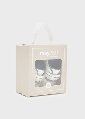 White, Tan & Grey Infant Boys Velcro Sneakers - Select Size