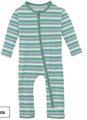 April Showers Stripe Print Coverall With Zipper - Select Size