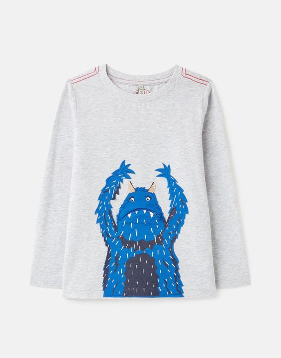 Zipadee Grey Monster Zip Artwork Long Sleeve Tee - Select Size