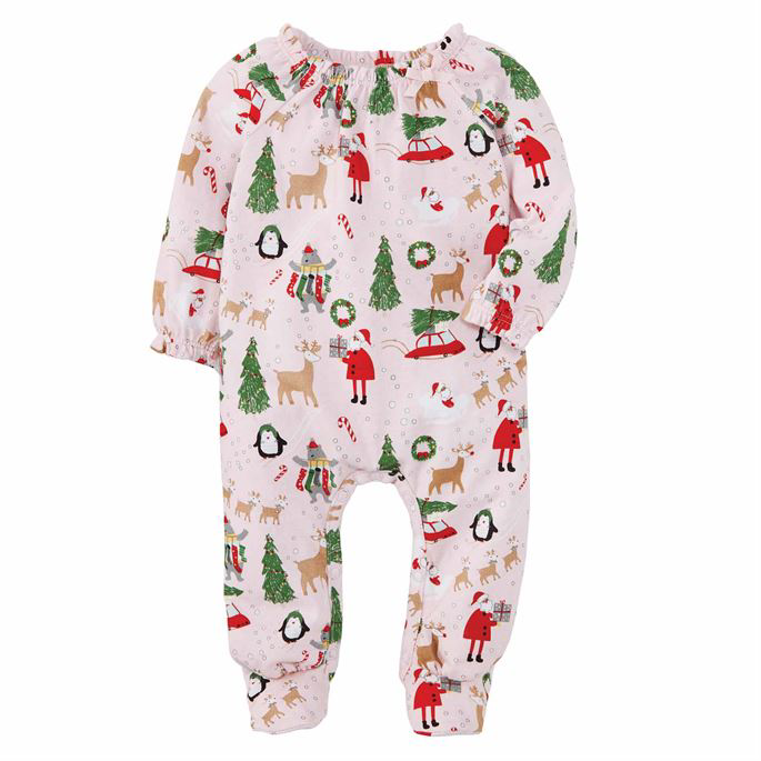Christmas Print Infant Girl Sleeper - Select Size