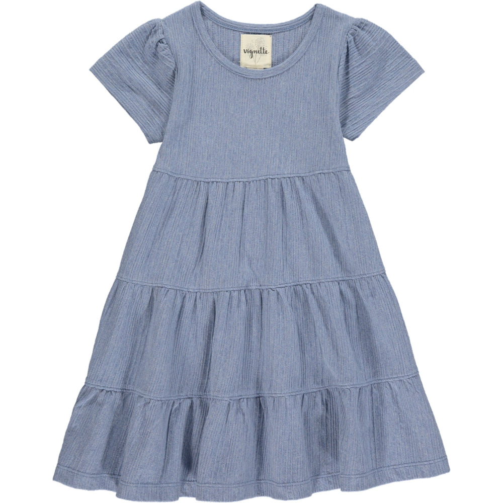 
            
                Load image into Gallery viewer, Iona Blue Cap Sleeve Tiered Dress - Select Size
            
        