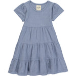Iona Blue Cap Sleeve Tiered Dress - Select Size