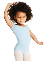 11311C - Girl’s Puff Sleeve Keyhole Back Leotard in Light Blue - Select Size