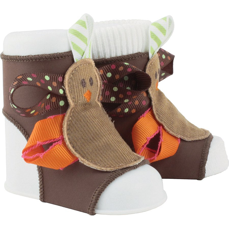 Brown Peep Toes with Turkey/Ribbon Overlay