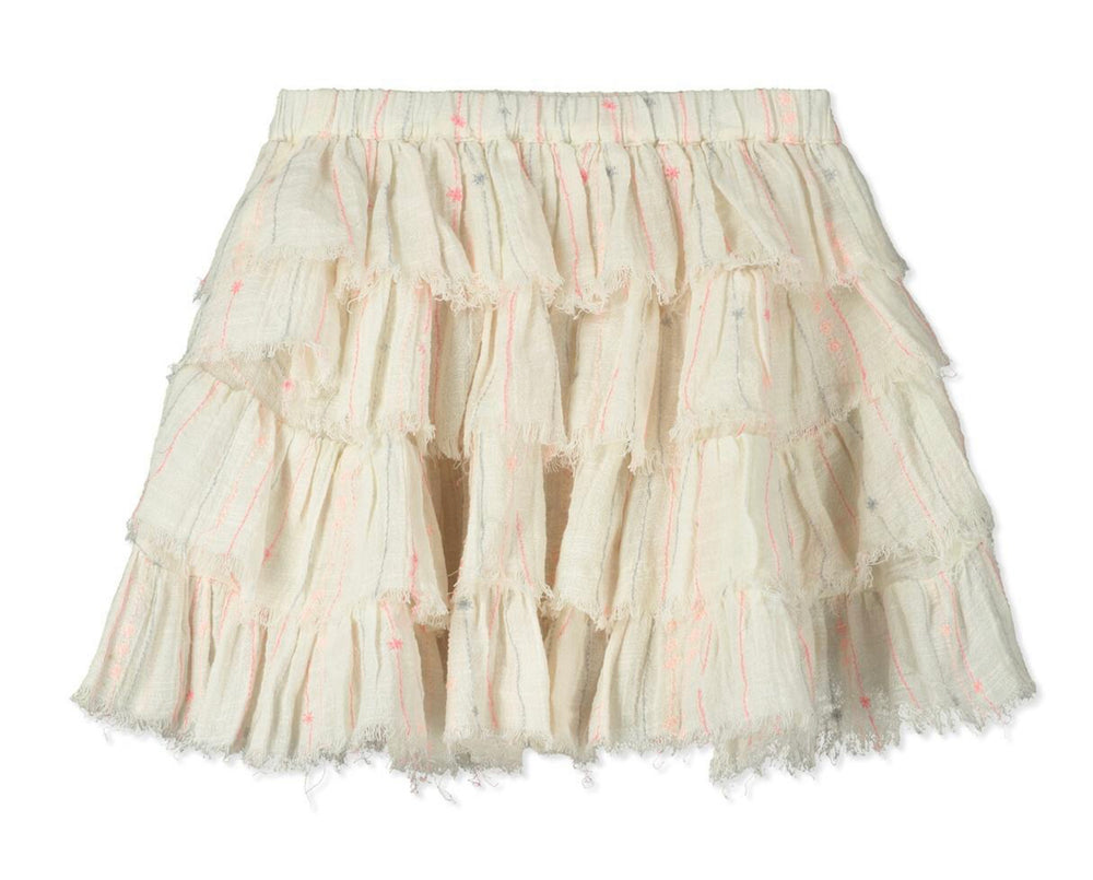 Sakura Ivory Stripe Woven Tiered Girls Skirt - Select Size