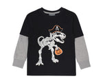 Halloween Pirate T-Rex Fooler Boys Black Long Sleeve Top - Select Size