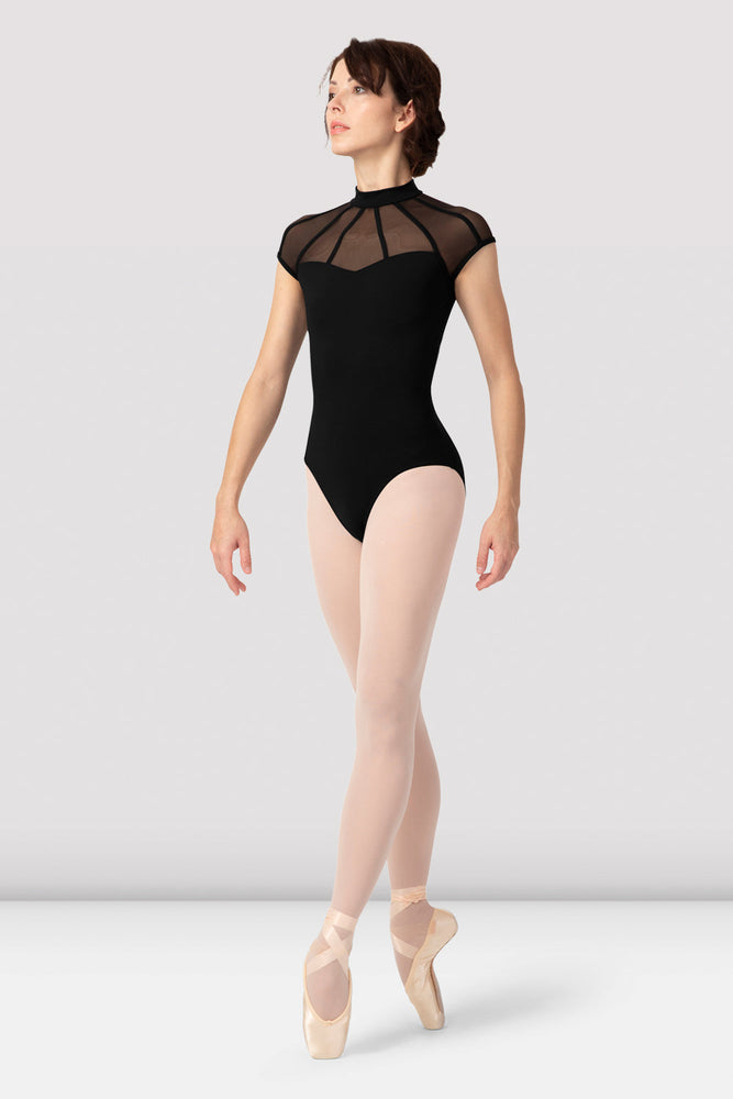 
            
                Load image into Gallery viewer, L9602 - Ladies Black Victory Corset Cap Sleeve Leotard - Select Size
            
        