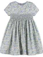 Forest Green & Navy Floral Smock Dress - Select Size
