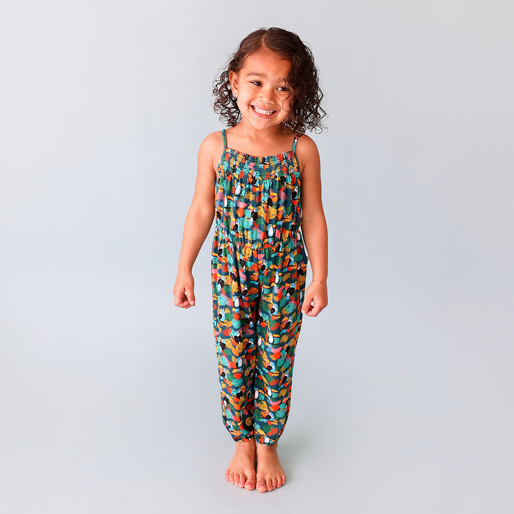 
            
                Load image into Gallery viewer, Rio Smocked Spaghetti Strap Girls Jumpsuit - Posh Peanut - Select Size
            
        