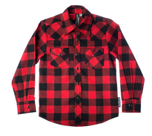 
            
                Load image into Gallery viewer, Red &amp;amp; Black Plaid Long Sleeve Rockabilly Boy’s Shirt - Select Size
            
        