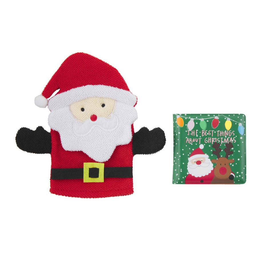 Christmas Bath Book & Mitt Sets - Select Reindeer Or Santa
