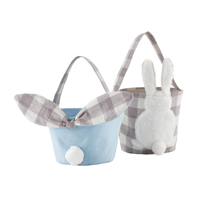 Gingham Grey Or Blue Easter Baskets - Select Style