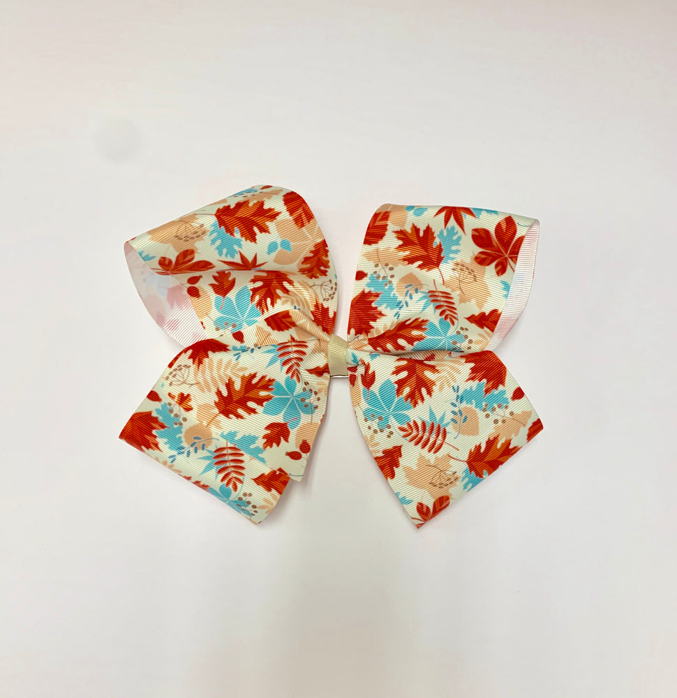 Fall Leaves Print 7 Inch Bow