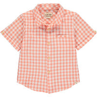 Penzance Apricot Plaid Boys Short Sleeve Shirt - Select Size