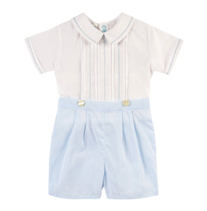Light Blue/White Feather Stitch Bobby Suit - Select Size