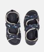 Rockwell Navy Lime Shark Printed Sandal With Velcro Fastening - Select Size