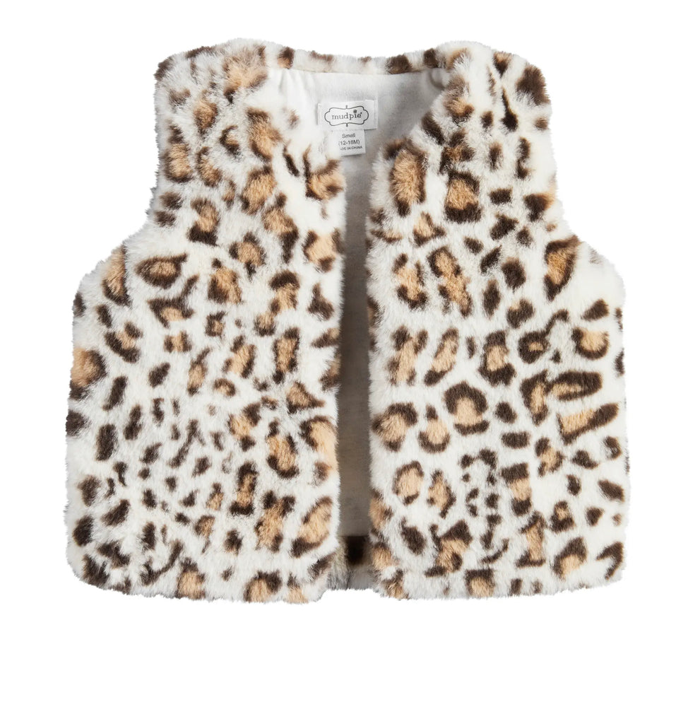 Tan Leopard Fur Vest- Select Size