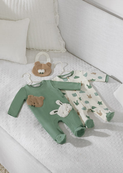 
            
                Load image into Gallery viewer, Mineral 2-Piece Footed Rompers &amp;amp; Bib Set  - Select Size
            
        