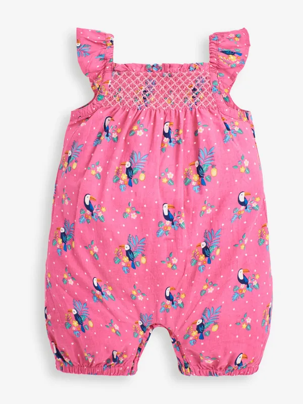 
            
                Load image into Gallery viewer, Toucan Orchid Smocked Romper - Select Size
            
        
