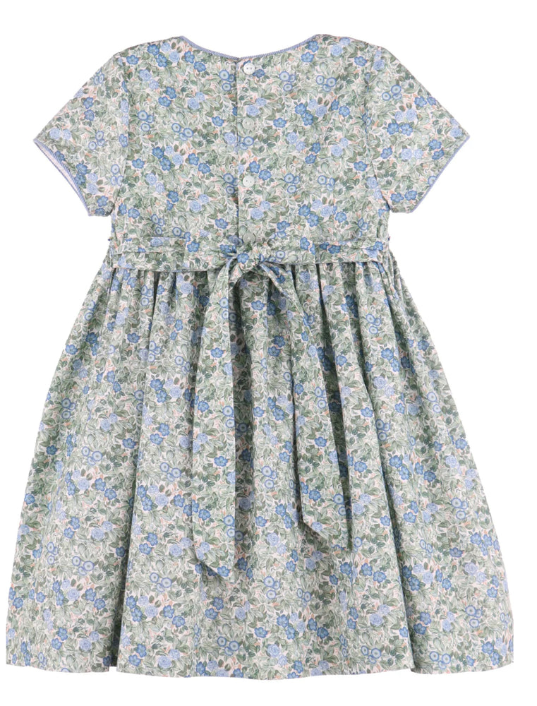 Forest Green & Navy Floral Smock Dress - Select Size