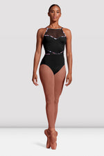 M2175LM - Ladies Black Mirella Jardin Mesh Halter Leotard - Select Size