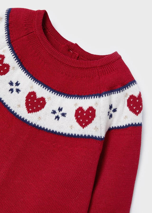 Red Knit Heart Dress & Hat Set  - Select Size