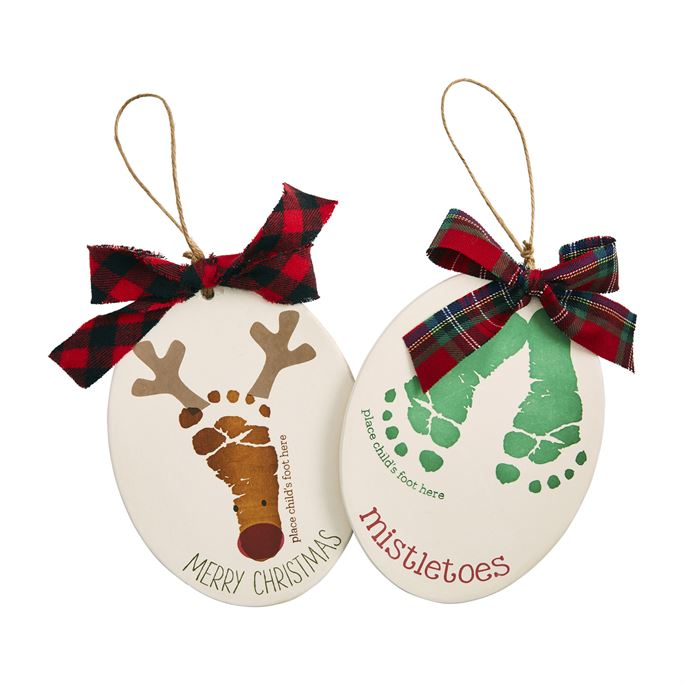 Christmas Footprint Ornaments - Select Mistletoes or Reindeer