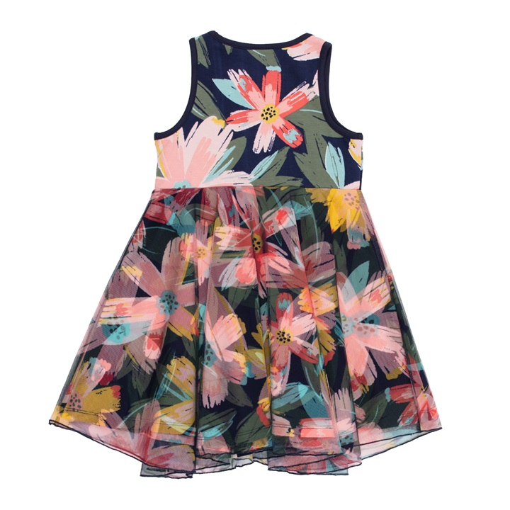 
            
                Load image into Gallery viewer, Noruk Navy Floral Overlay Sleeveless Dress - Select Size
            
        