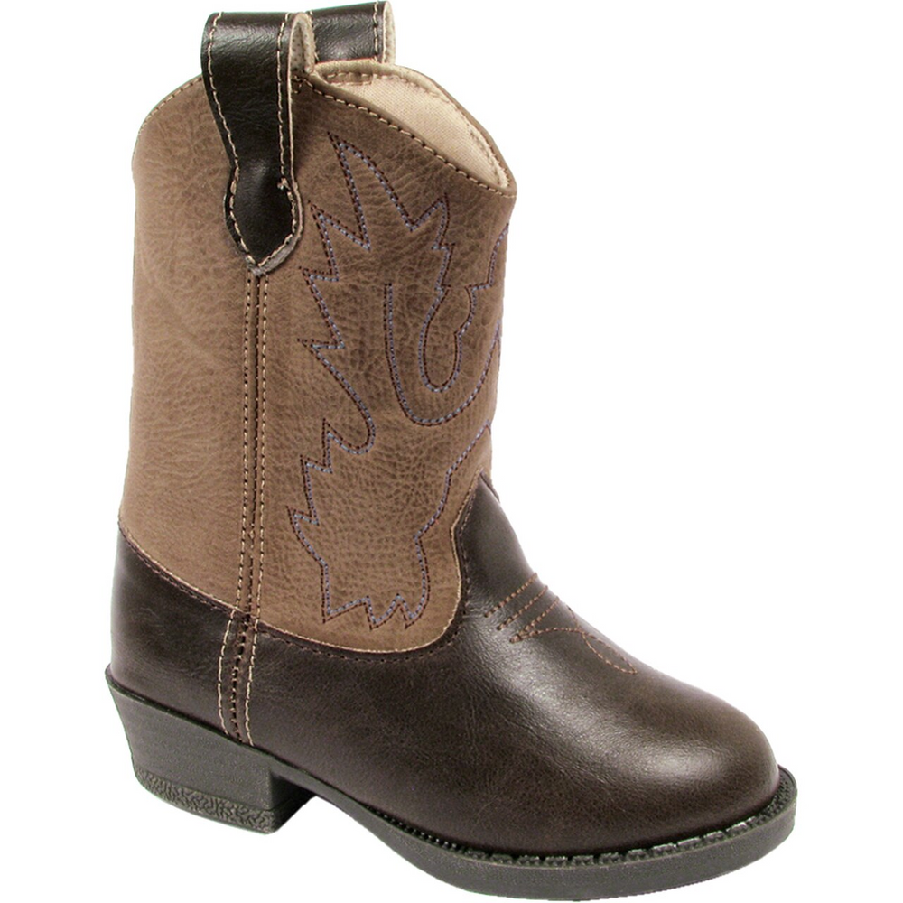Miller Brown & Taupe Western Cowboy Boots With Embroidery - Select Size
