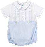 Blue & White Embroidered Mock 2-Pc Creeper  - Select Size