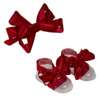 London Bridge Headband & Sandal Set - Red Satin Ribbon