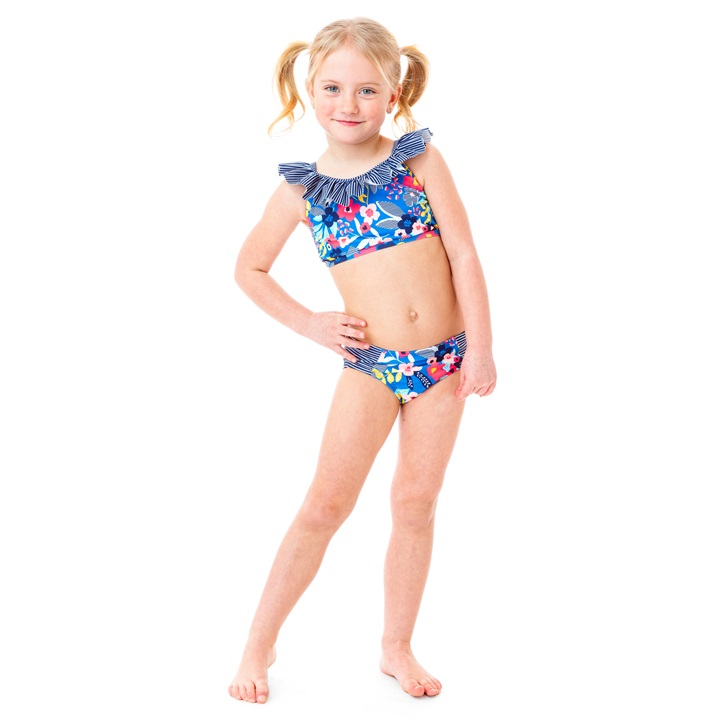 Noruk Blue Floral & Stripe Two-Piece Swimsuit  - Select Size