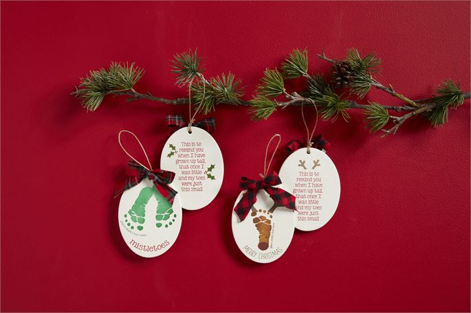 Christmas Footprint Ornaments - Select Mistletoes or Reindeer