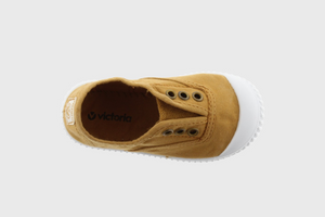 Victoria Kids 1915 English Washed Canvas Toecap Shoe & No Laces- Oro / Gold - Select Size