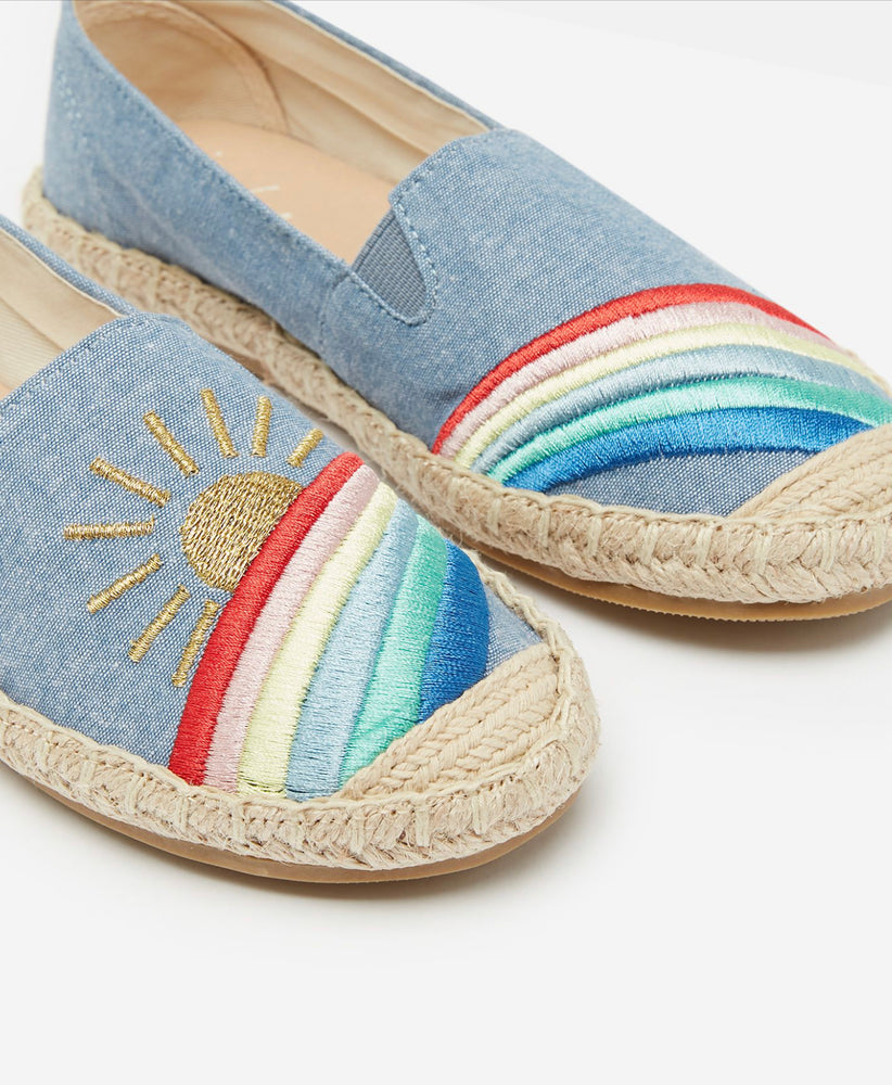 Shelbury Girls’ Chambray Embroidered Espadrilles - Select Size