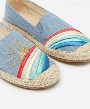 Shelbury Girls’ Chambray Embroidered Espadrilles - Select Size