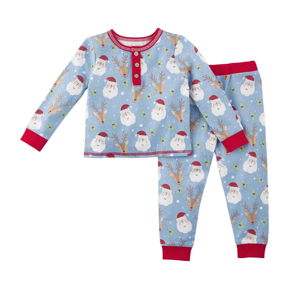 Blue Vintage Santa Pajama Set - Select Size