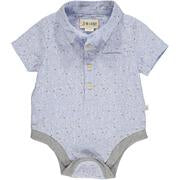 Helford Blue Floral Print Short Sleeve Collared Infant Boys Onesie - Select Size