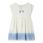 Santorini Girls Embroidered White Woven Cap Sleeve Dress - Select Size