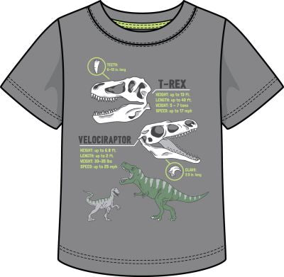 T-Rex Velociraptor Facts Short Sleeve Tee  - Select Size