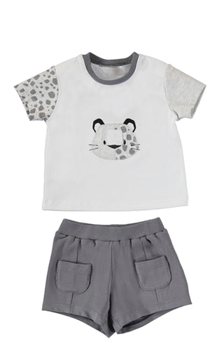 
            
                Load image into Gallery viewer, Leopard White &amp;amp; Gray Knit Infant Boys Short Set  - Select Size
            
        