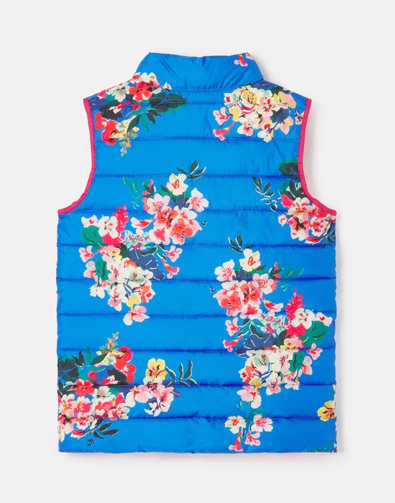 Flip It Reversible Girls Blue Floral Padded Vest  - Select Size