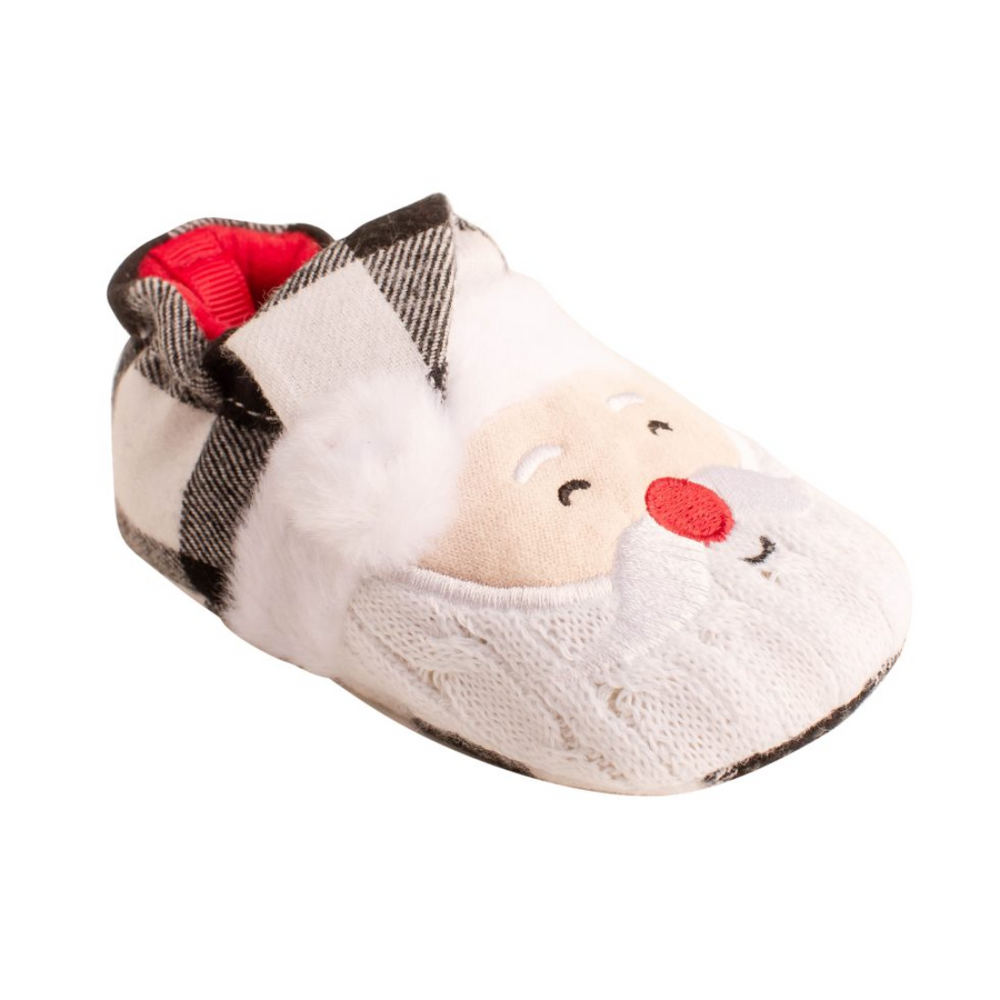 
            
                Load image into Gallery viewer, Buffalo Plaid Santa Slippers With Faux Fur Trim &amp;amp; Sweater Beard - Select Size
            
        