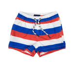 Red, White & Blue Stripe Quick Dry Swim Board Shorts - Select Size